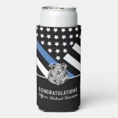 警察バッジ薄いブルーラインアカデミー卒業 スリム缶クーラー (Seltzer裏面)