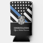 警察バッジ薄いブルーラインアカデミー卒業 スリム缶クーラー (正面)