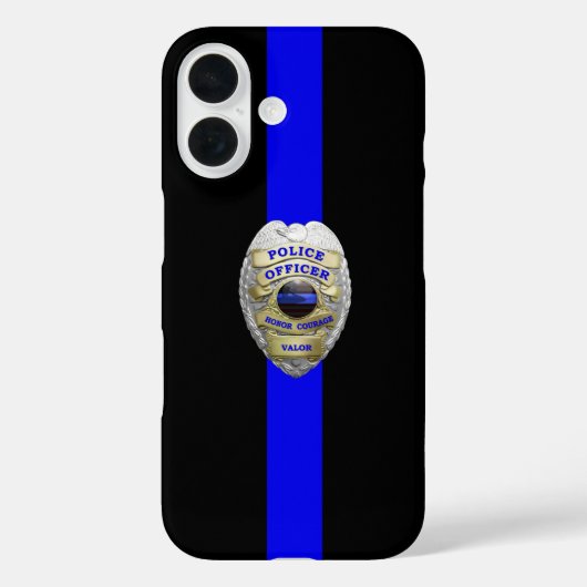 警察バッジ薄いブルーラインケースメイトiPhoneケース Case-Mate iPhoneケース (裏面)
