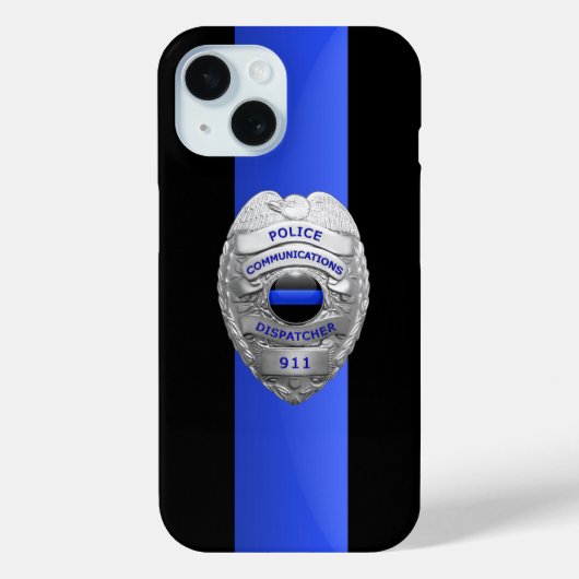 警察バッジ – 薄い青い線 Case-Mate iPhoneケース (裏面)