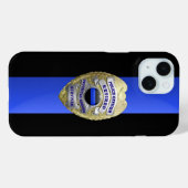 警察バッジ – 薄い青い線 Case-Mate iPhoneケース (裏面 (横))