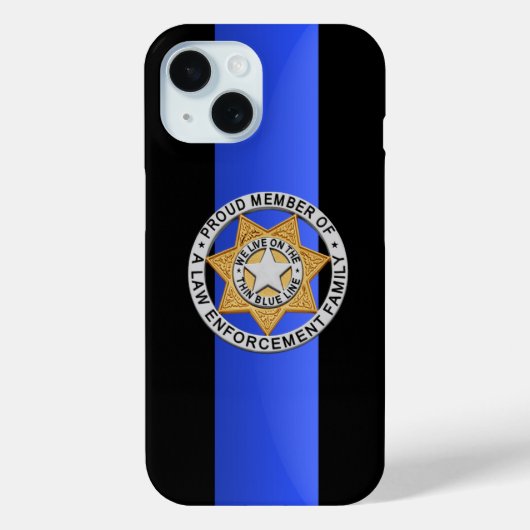 警察バッジ – 薄い青い線 Case-Mate iPhoneケース (裏面)