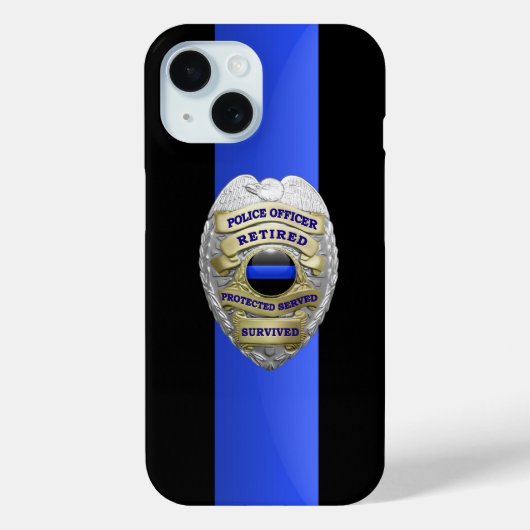 警察バッジ – 薄い青い線 Case-Mate iPhoneケース (裏面)