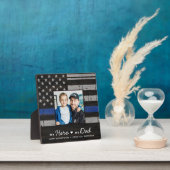 警察パパシンブルーラインカスタム写真父の日 フォトプラーク (インサイチュ)