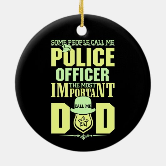 警察パパ |法執行 |父の日 セラミックオーナメント (裏面)