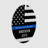 警察パーソナライズされたの細いブルーライン法執行機関 オーナメント (正面)
