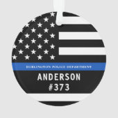 警察パーソナライズされたの細いブルーライン法執行機関 オーナメント (裏面)