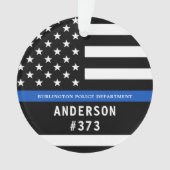 警察パーソナライズされたの細いブルーライン法執行機関 オーナメント (正面)