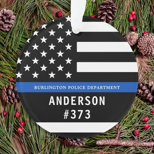 警察パーソナライズされたの細いブルーライン法執行機関 オーナメント