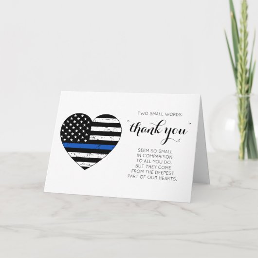 警察パーソナライズされたの細い青い線の旗ありがとう カード (正面)