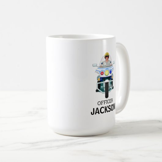 警察パーソナライズされたバイク将校コーヒーマグ コーヒーマグカップ (正面右)