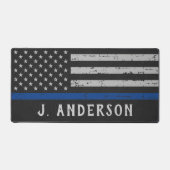 警察パーソナライズされたヴィンテージ細い青い線 デスクマット (正面)