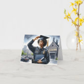 警察パーソナライズされた学院卒業カードブラック カード (黄色い花)