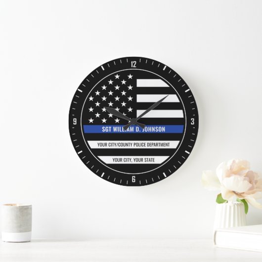 警察パーソナライズされた官名法執行機関 ラージ壁時計 (ホーム)