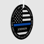 警察パーソナライズされた警賛美官Thin Blue Line オーナメント (正面)