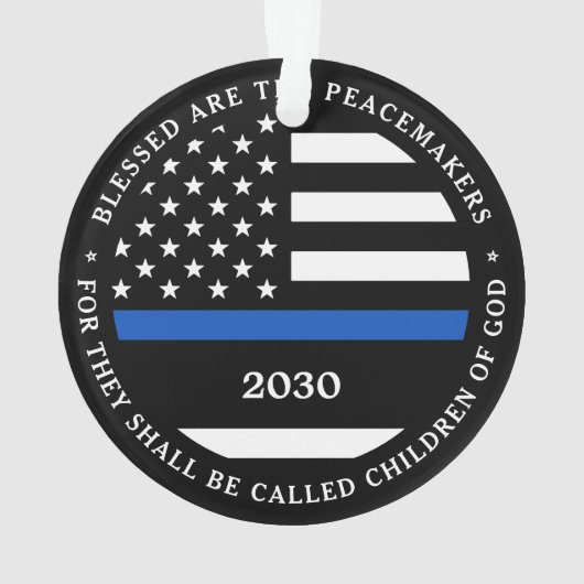 警察パーソナライズされた警賛美官Thin Blue Line オーナメント (裏面)