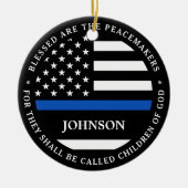 警察パーソナライズされた警賛美官Thin Blue Line セラミックオーナメント (正面)