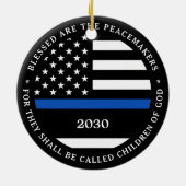 警察パーソナライズされた警賛美官Thin Blue Line セラミックオーナメント (裏面)