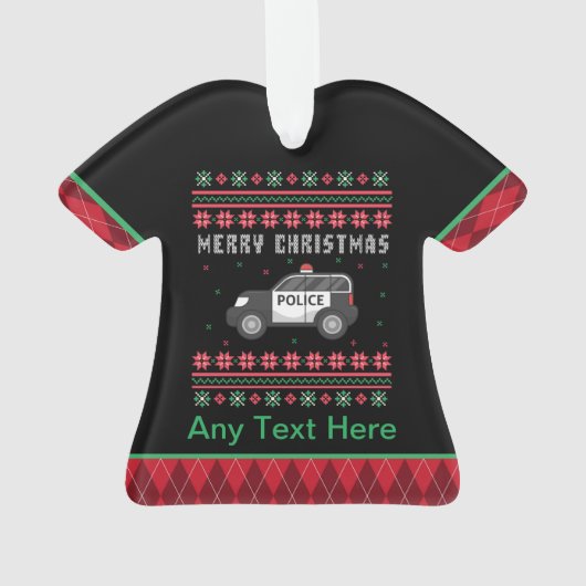 警察パーソナライズされた車の醜いクリスマス オーナメント (裏面)