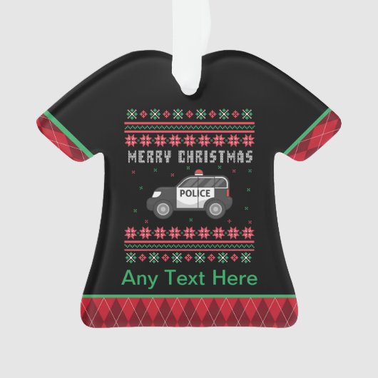 警察パーソナライズされた車の醜いクリスマス オーナメント (正面)