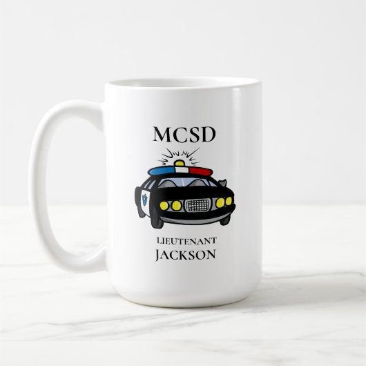 警察パーソナライズされた車警官 コーヒーマグカップ (左)