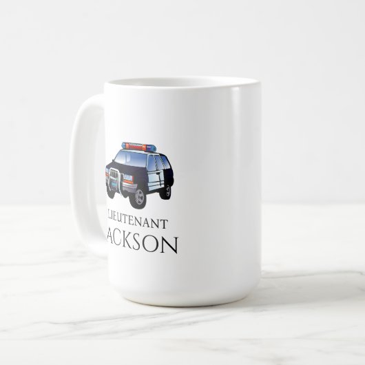 警察パーソナライズされた車警官 コーヒーマグカップ (正面左)