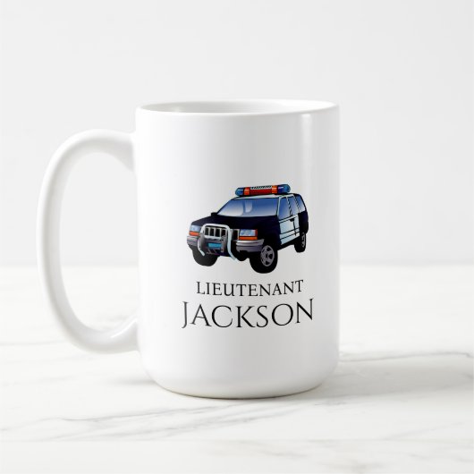 警察パーソナライズされた車警官 コーヒーマグカップ (左)
