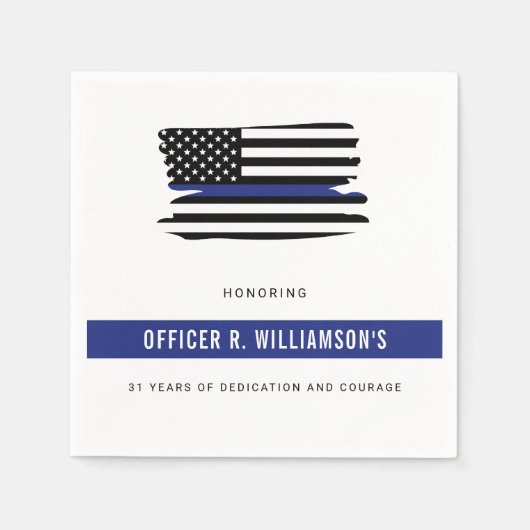 警察パーソナライズされた退職お祝い スタンダードカクテルナプキン (正面)