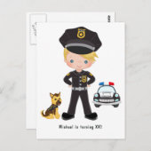 警察パーティーをテーマにした招待状 ポストカード (正面/裏面)