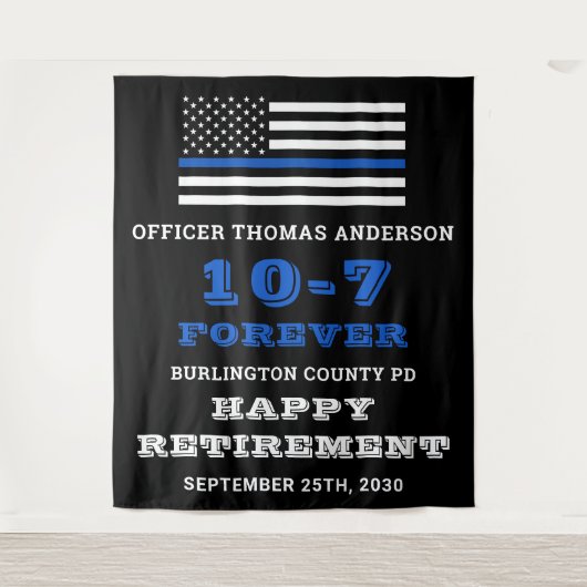 警察パーティーシンブルーラインハッピーリタイア タペストリー (正面)