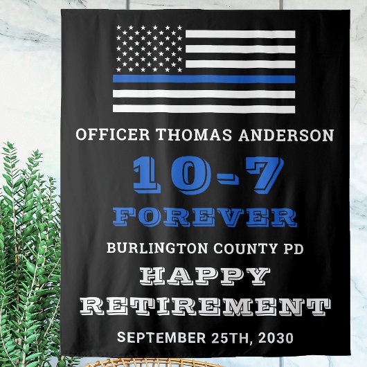 警察パーティーシンブルーラインハッピーリタイア タペストリー