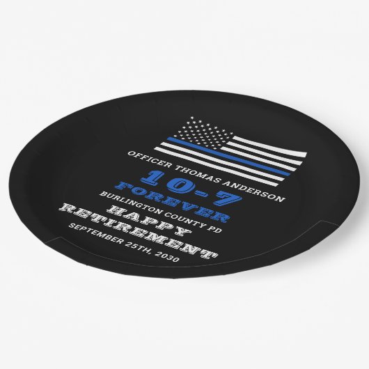 警察パーティーシンブルーラインハッピーリタイア ペーパープレート (アングル)