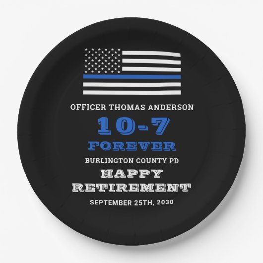 警察パーティーシンブルーラインハッピーリタイア ペーパープレート (正面)