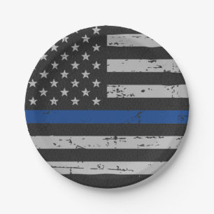 警察パーティーシンブルーラインヴィンテージ国旗 ペーパープレート