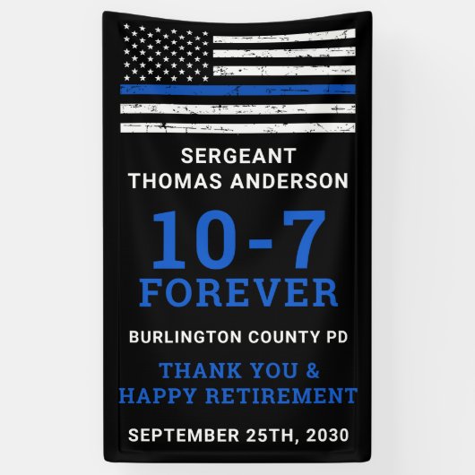 警察パーティーシンブルーライン10-7ハッピーリタイア 横断幕 (縦)