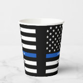 警察パーティーパーソナライズされたの細い青い線 紙コップ (左)