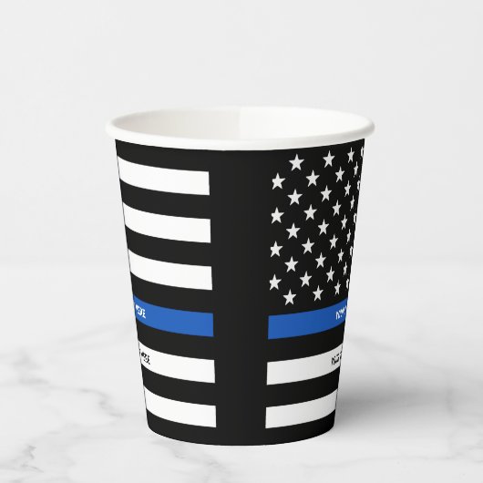 警察パーティーパーソナライズされたの細い青い線 紙コップ (左)