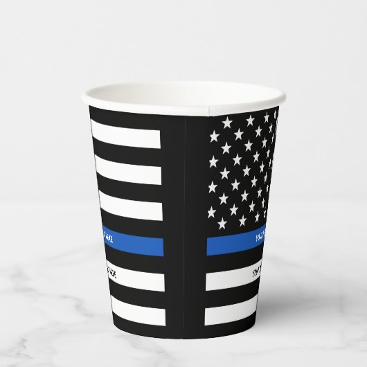警察パーティーパーソナライズされたの細い青い線 紙コップ (右)