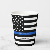 警察パーティーパーソナライズされたの細い青い線 紙コップ (正面)