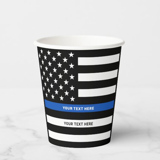 警察パーティーパーソナライズされたの細い青い線 紙コップ (正面)