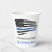 警察パーティー卒業式の細い青い線の旗 紙コップ (裏面)