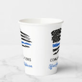 警察パーティー卒業式の細い青い線の旗 紙コップ (左)