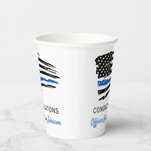 警察パーティー卒業式の細い青い線の旗 紙コップ (右)