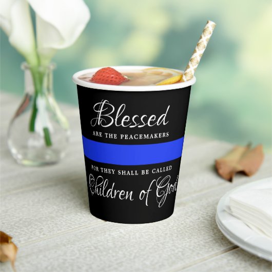 警察パーティー法執行細いブルーライン 紙コップ (インサイチュ)