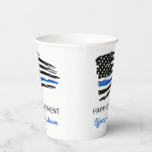警察パーティー退職青い細線フラグ 紙コップ (右)