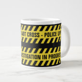 警察フェイク線のカスタム文字マグ ジャンボコーヒーマグカップ (正面右)