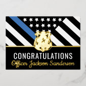 警察ブルーラインおめでとう退職カード 箔招待状 (正面)