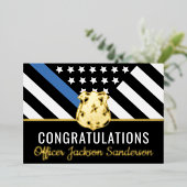 警察ブルーラインおめでとう退職カード 箔招待状 (立ち正面)