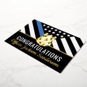 警察ブルーラインおめでとう退職カード 箔招待状 (回転した状態)