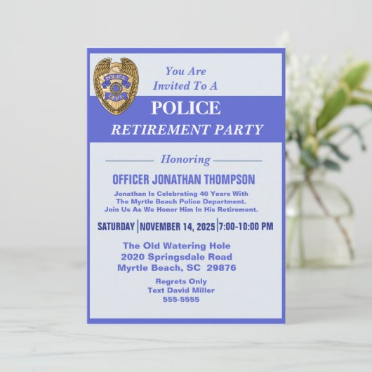 警察ブルーラインとバッジの引退 招待状 (スタンド正面)